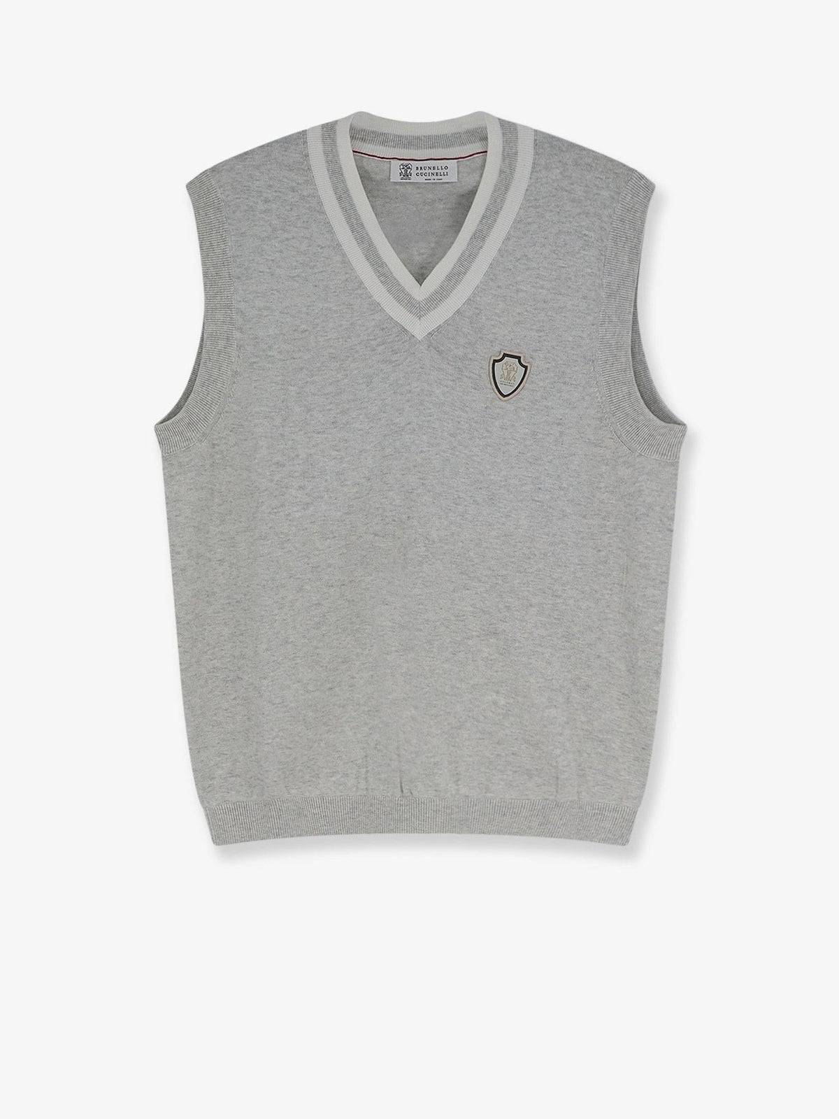 Brunello Cucinelli Men Cotton Vest With Front Logo Patch
