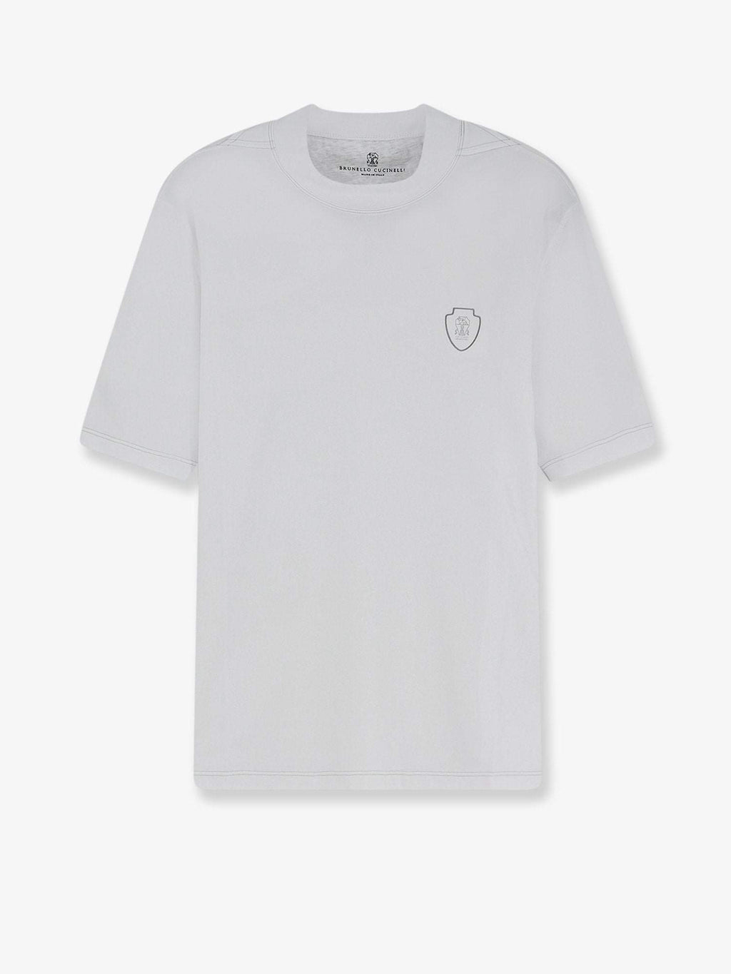 Brunello Cucinelli Men Technical Fabric T-Shirt With Front Logo Patch