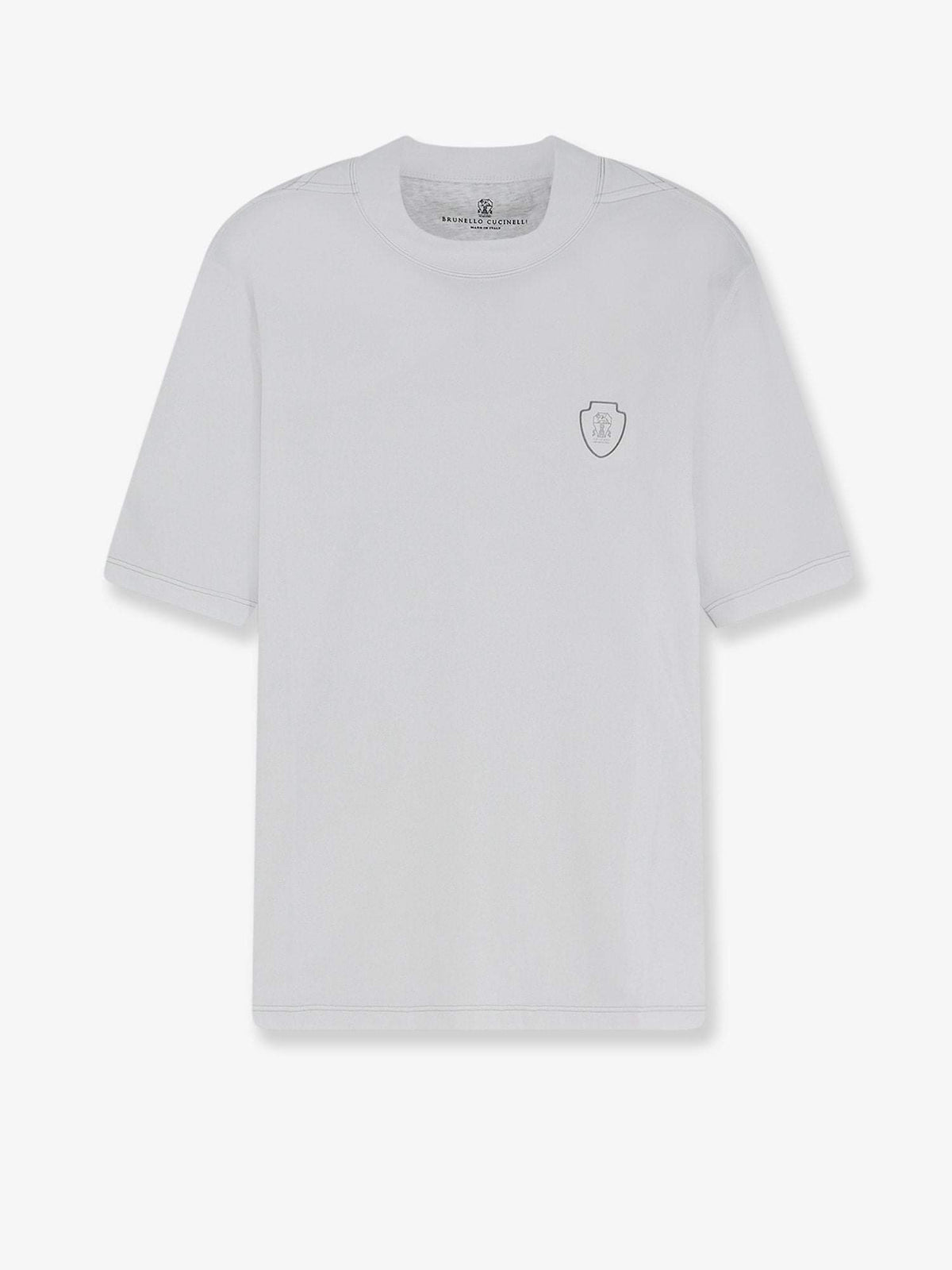 Brunello Cucinelli Men Technical Fabric T-Shirt With Front Logo Patch