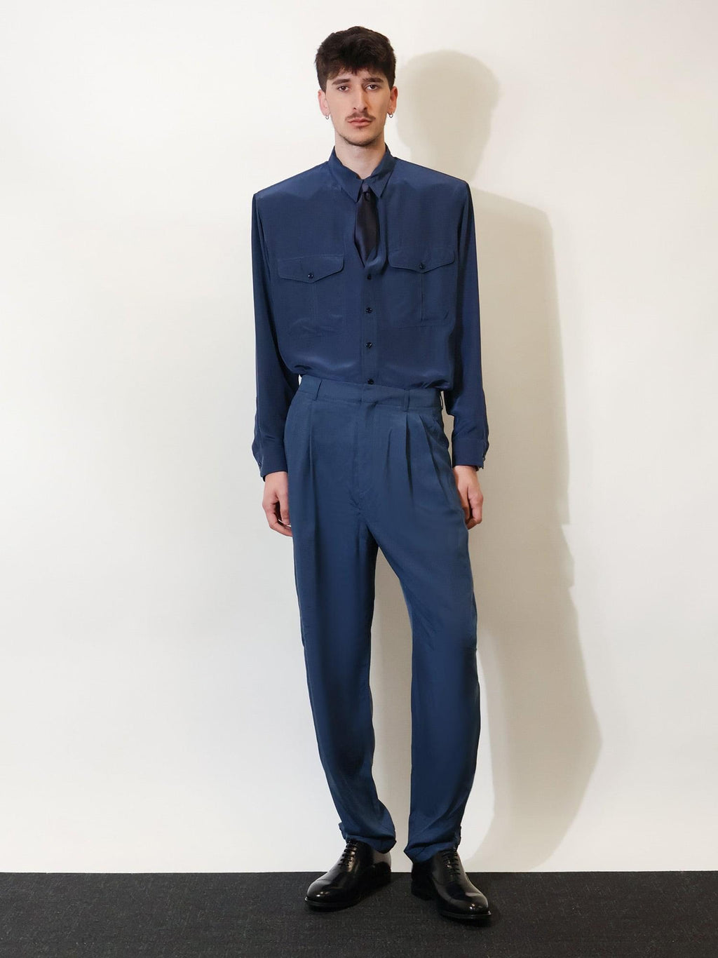 Saint Laurent Men Silk Trousers With Belt