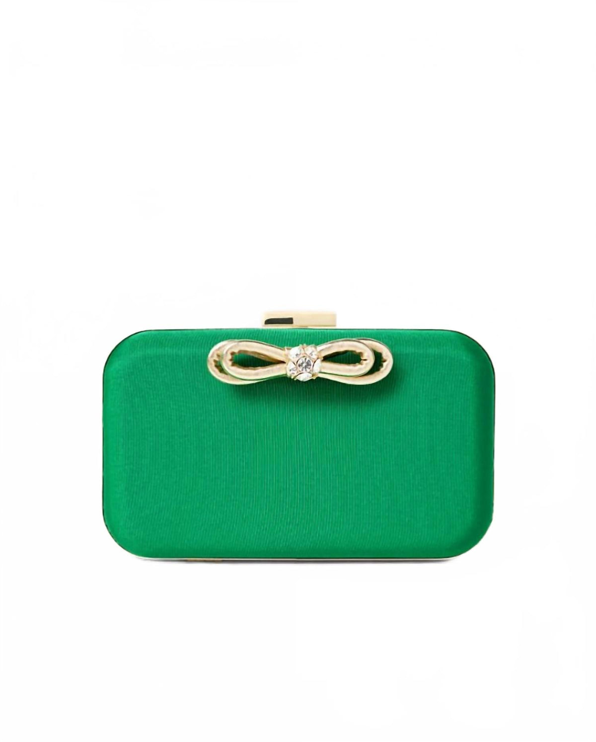 Jessy Bow Hard Clutch In Bamboo Green