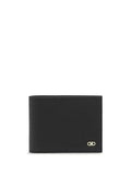 Ferragamo Men Micro Gancio Grained Leather Bi-Fold Wallet