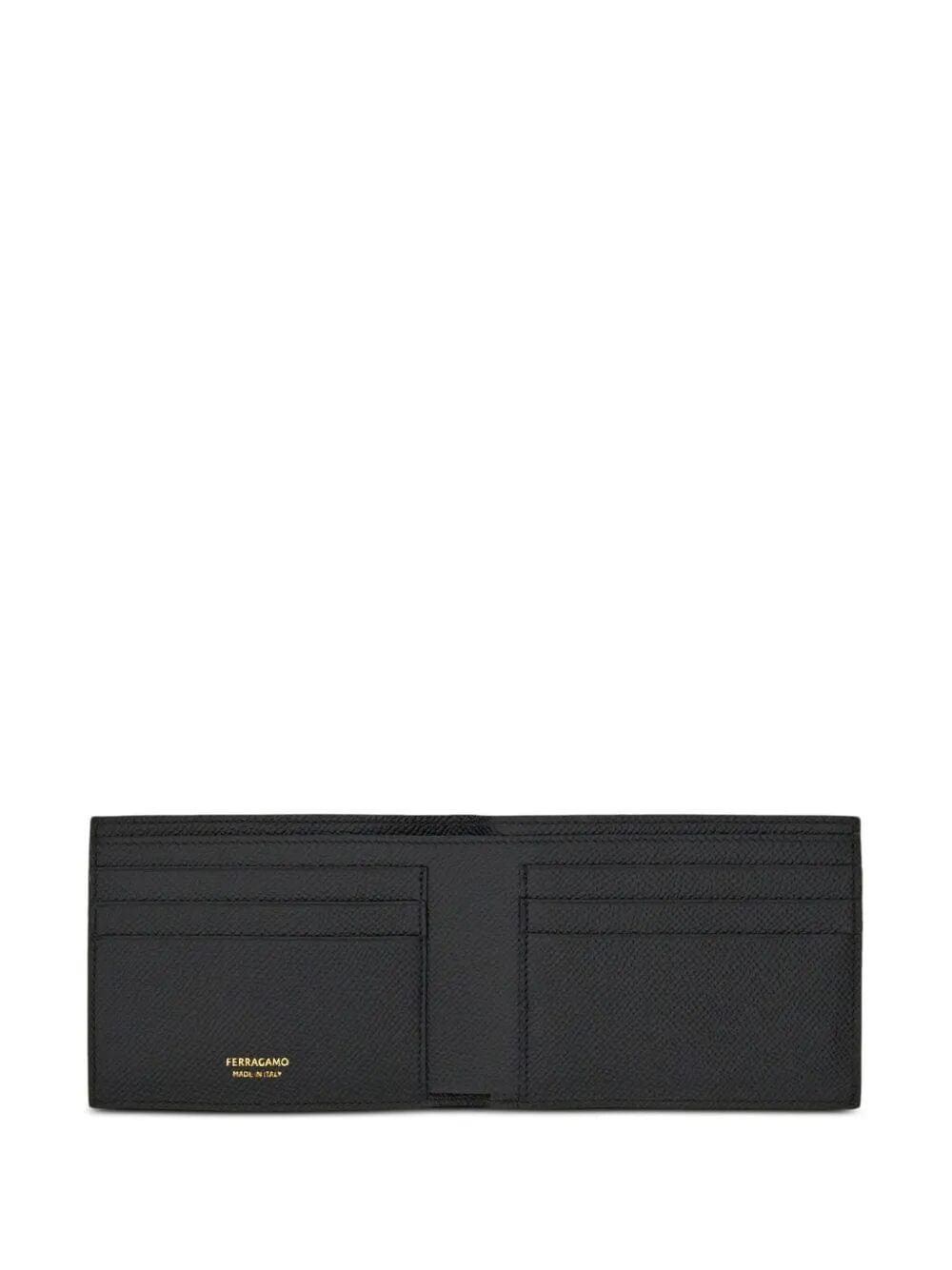 Ferragamo Men Micro Gancio Grained Leather Bi-Fold Wallet
