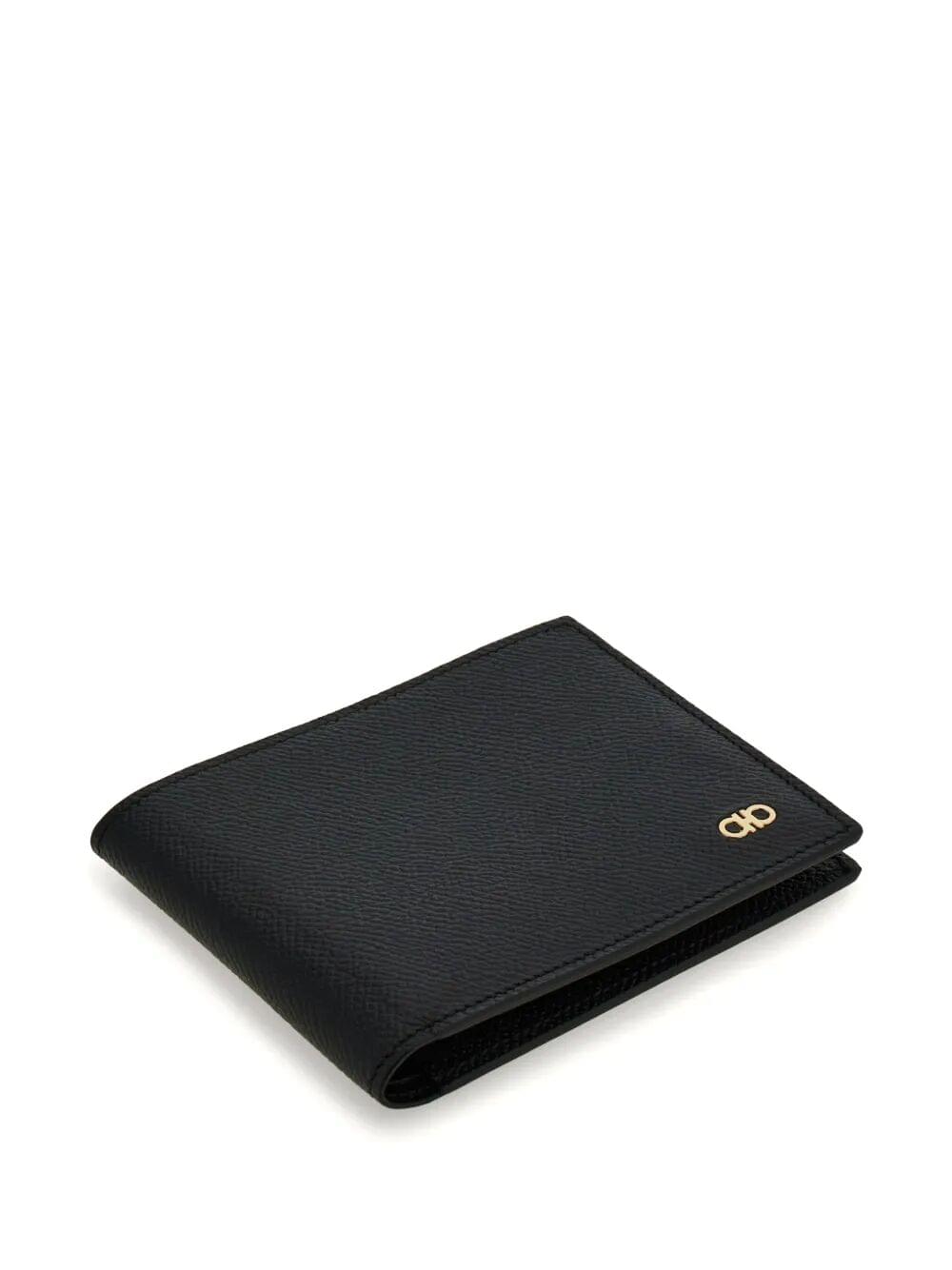 Ferragamo Men Micro Gancio Grained Leather Bi-Fold Wallet