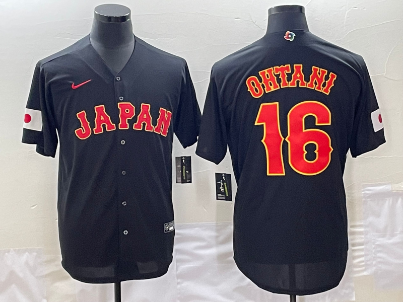 Men's 2023 World Baseball Classic #16 Shohei Ohtani Japan Black jersey