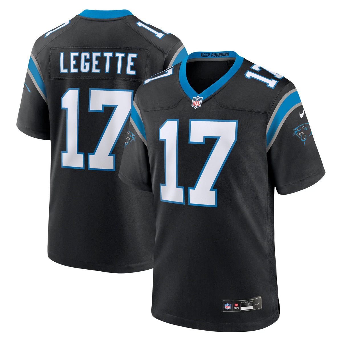 Carolina Panthers Xavier Legette Black 2024 NFL First Round Pick Game Player Jersey