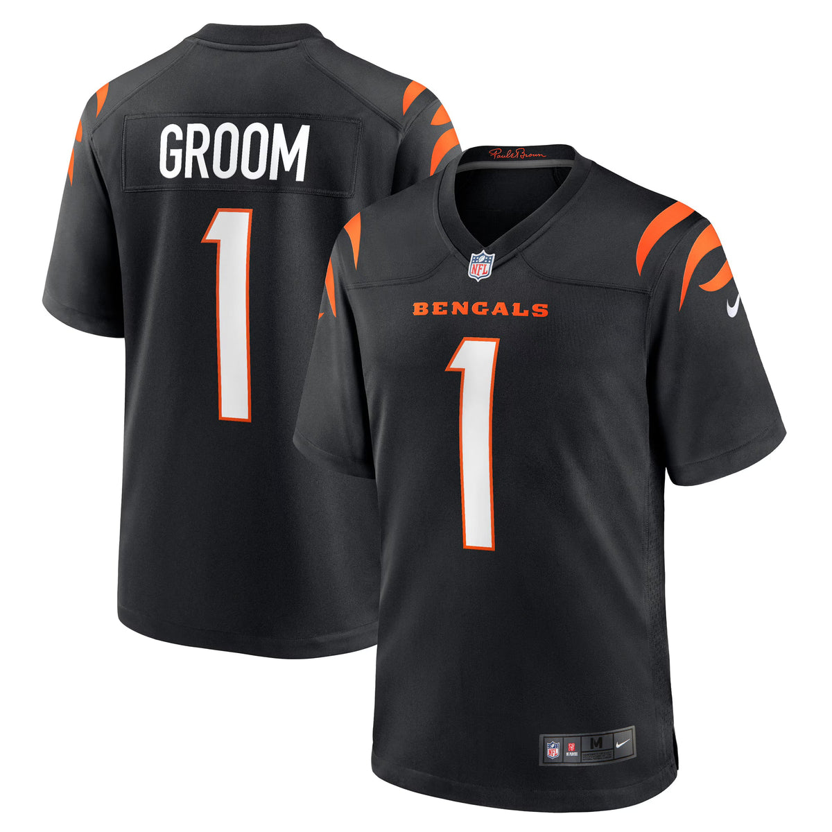 Cincinnati Bengals Number 1 Groom Black Game Jersey