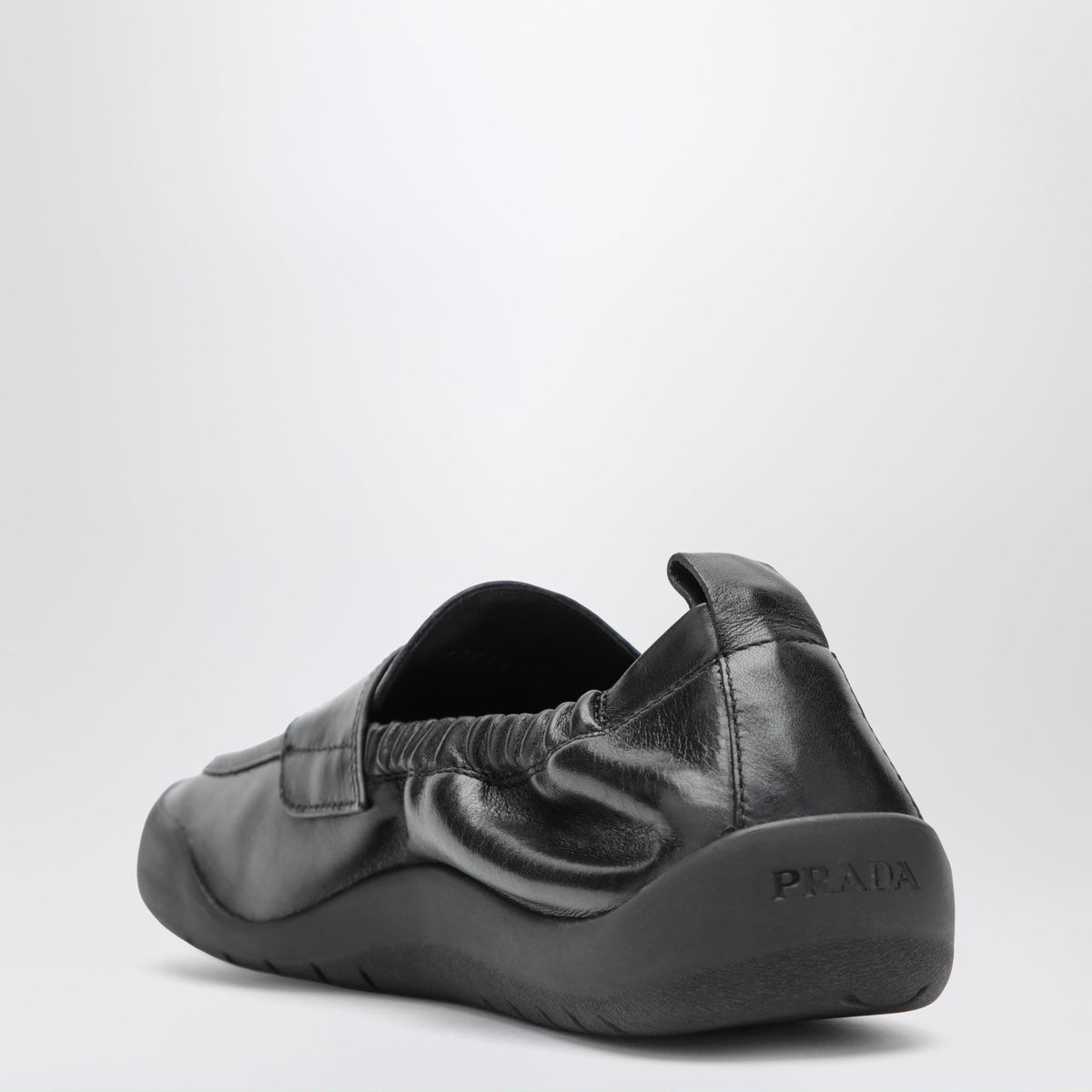Prada Black Leather Speedrock Loafers Men