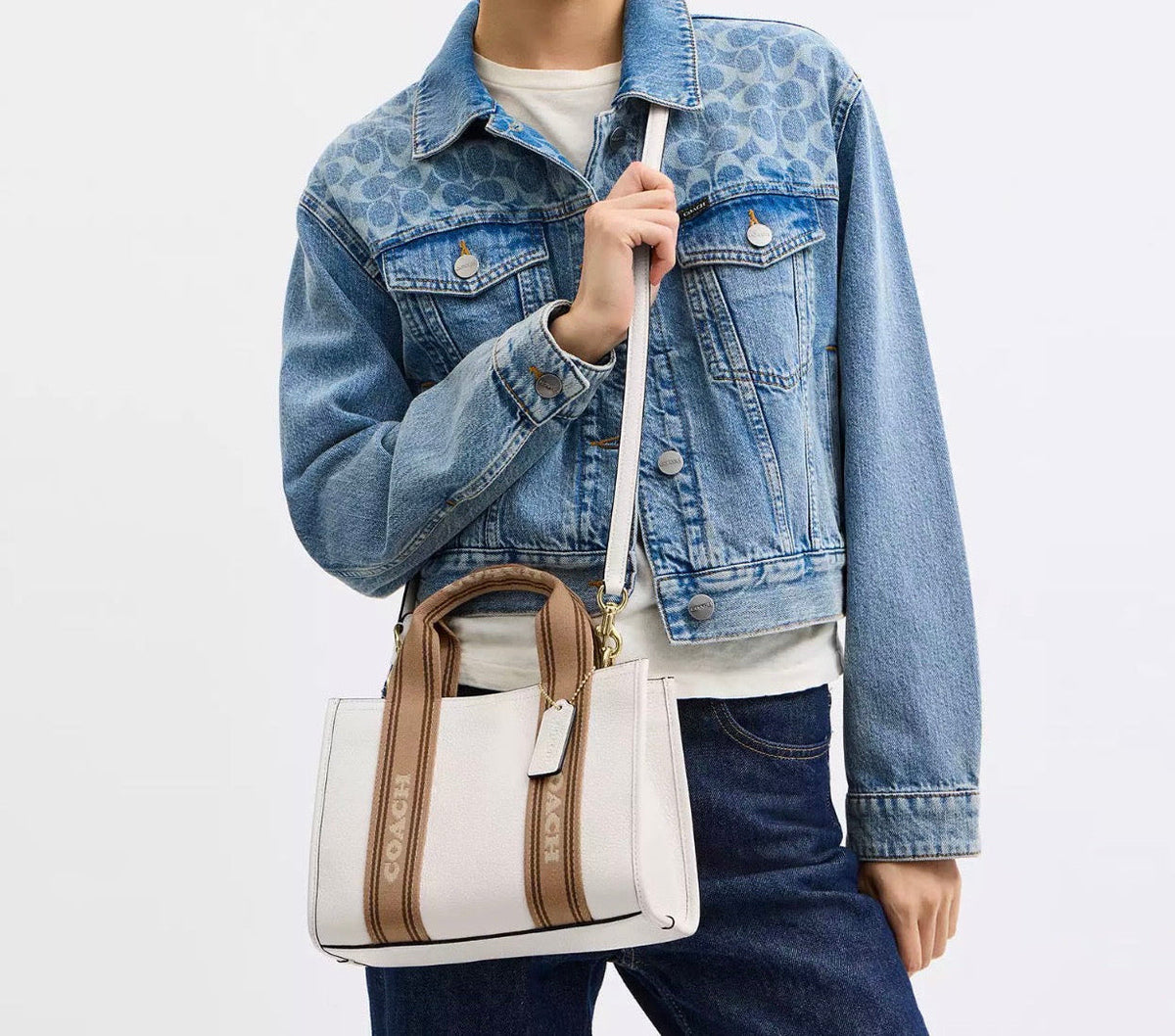 NWT Coach Leather Smith Tote Bag 24 in Chalk