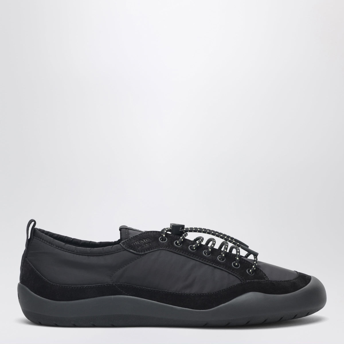 Prada Black Speedrock Sneakers In Re-Nylon And Suede Men