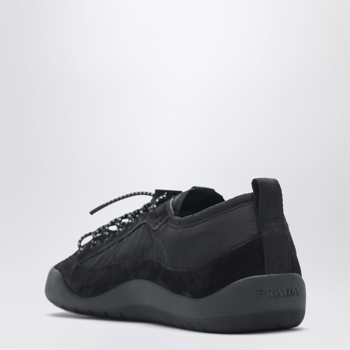 Prada Black Speedrock Sneakers In Re-Nylon And Suede Men