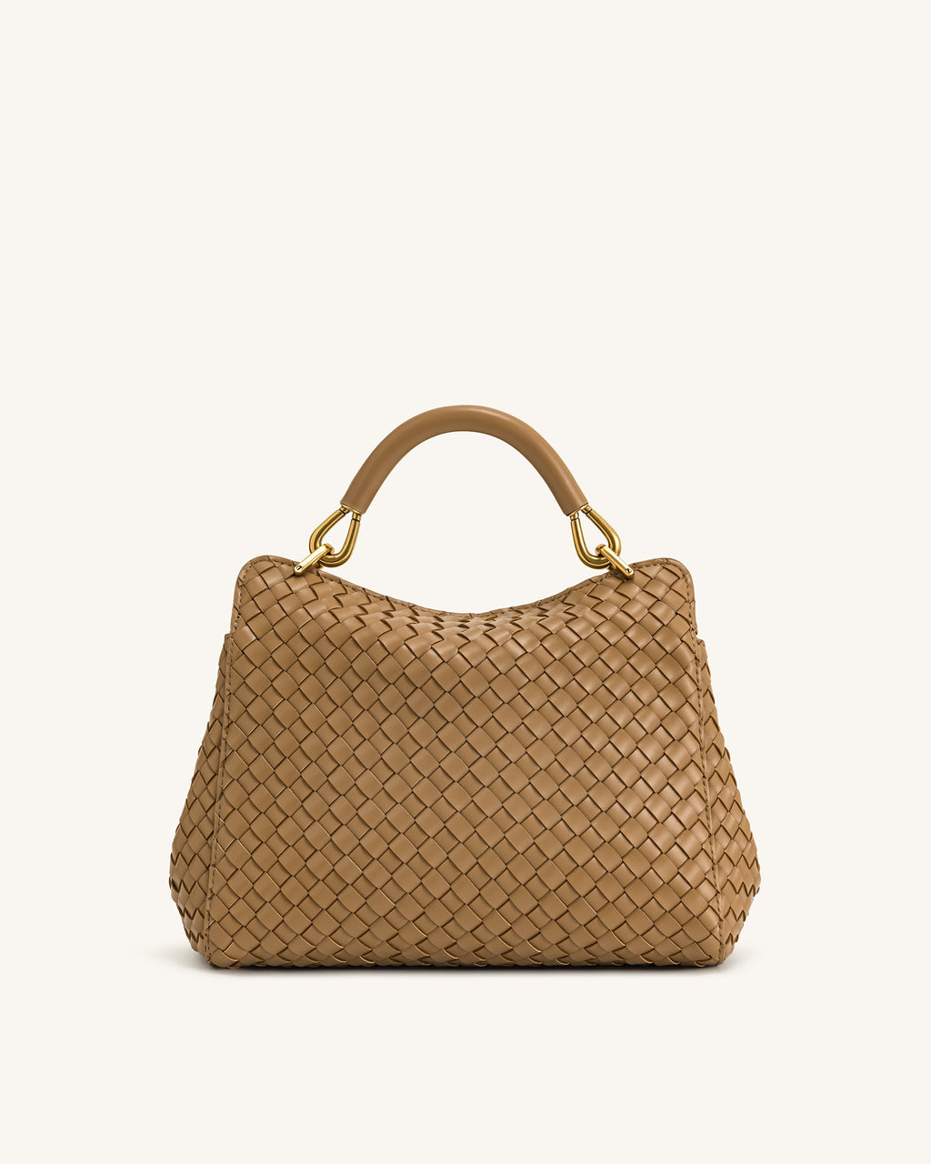 Lucia Classic Top Handle Woven Bag - Brown