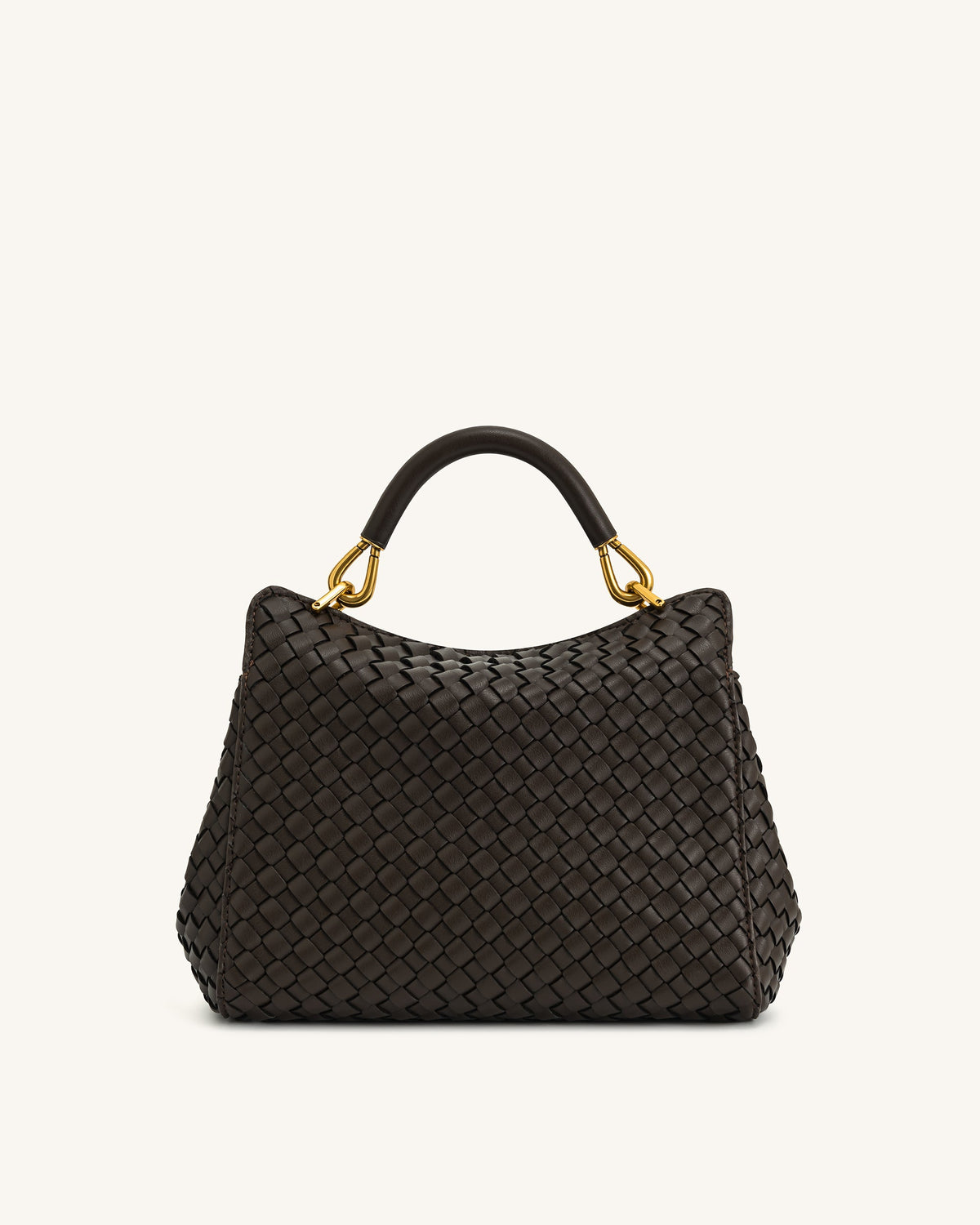 Lucia Classic Top Handle Woven Bag - Dark Brown