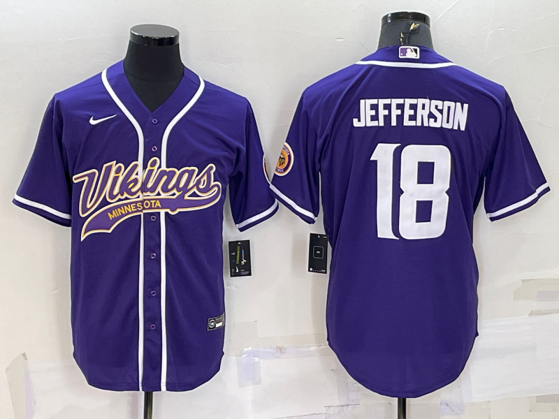 Men's Minnesota Vikings Justin Jefferson #18 Purple Game jersey Joint Edition