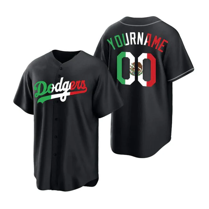 Men's Los Angeles Dodgers Black Replica Custom jersey