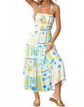 Printed Maxi Dress In Blue Lime