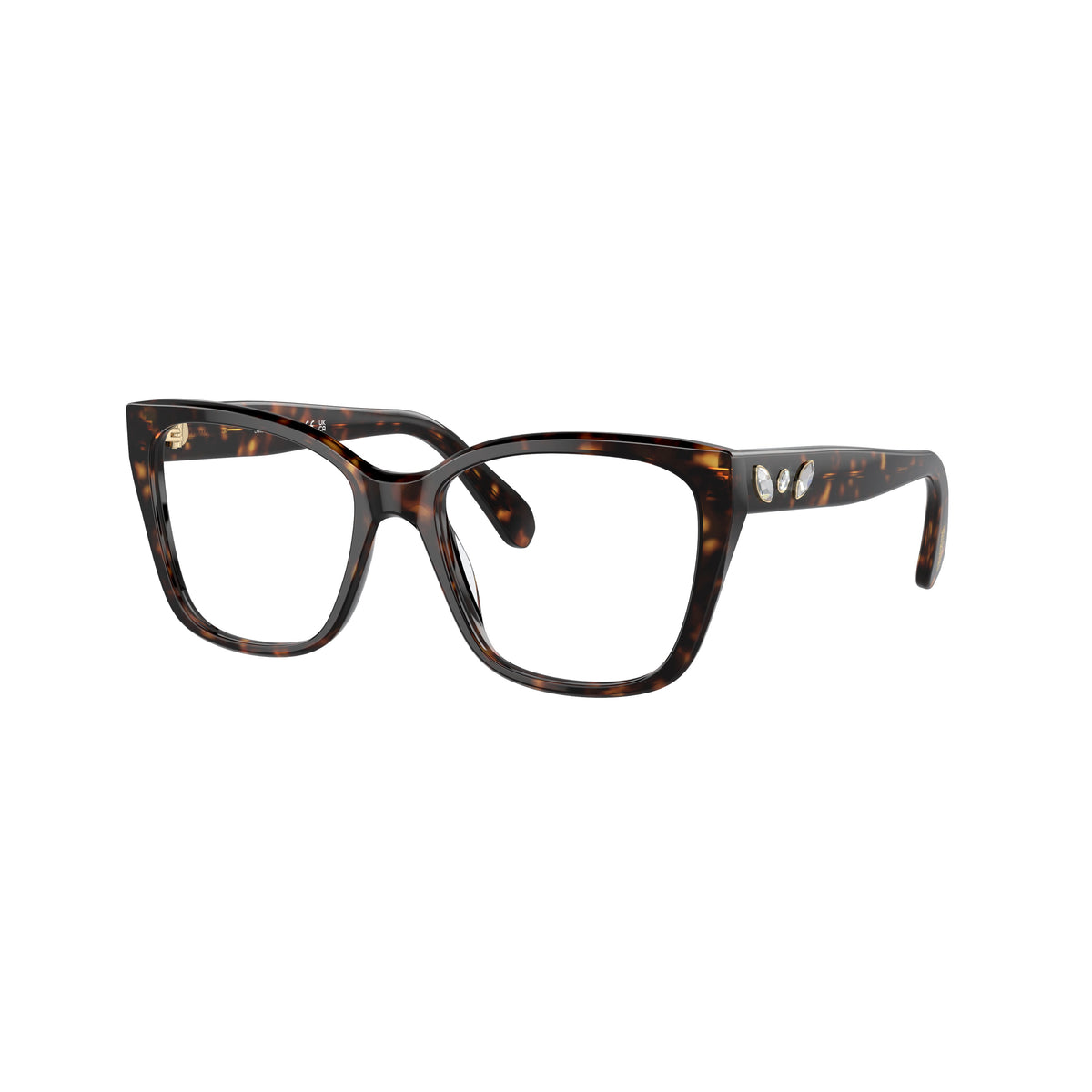 0Sk2008 Oversized Square Tortoiseshell Eyeglasses with Crystal Accents