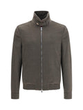 Brunello Cucinelli Men Wool Zip Jacket With High Collar