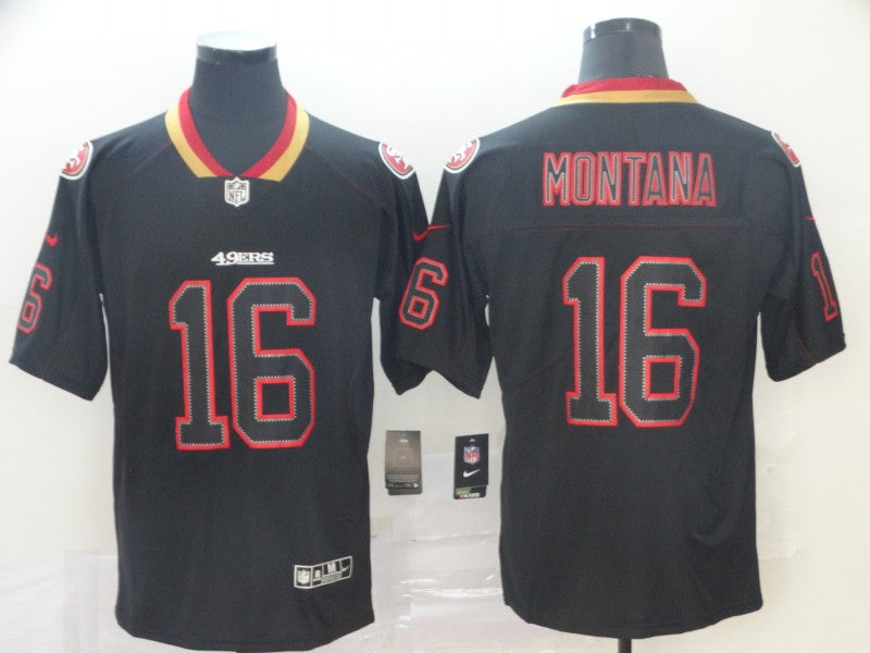 Men's San Francisco 49ers Joe Montana #16 Black Game Player jersey