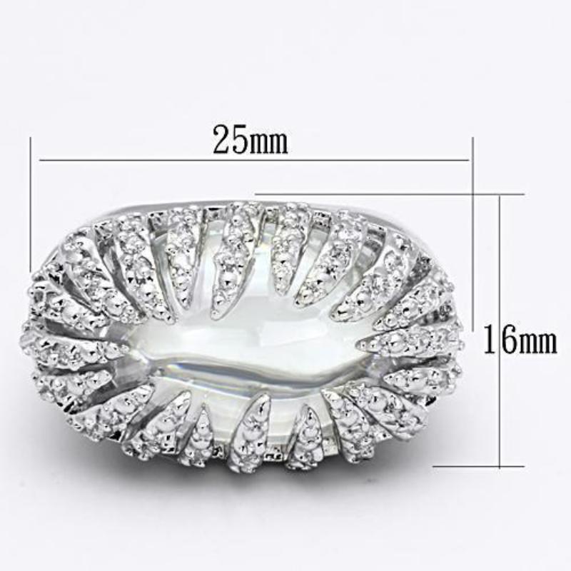 Rhodium Brass Ring with AAA Grade CZ in Clear