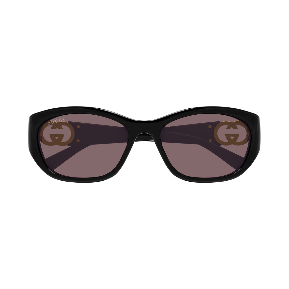 Gg1826Sk Slightly Rounded Rectangular Black Sunglasses