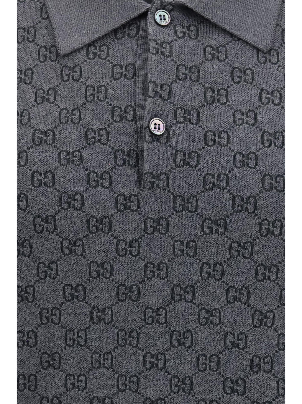 Gucci Men Gg Jacquard Wool And Silk Polo Shirt
