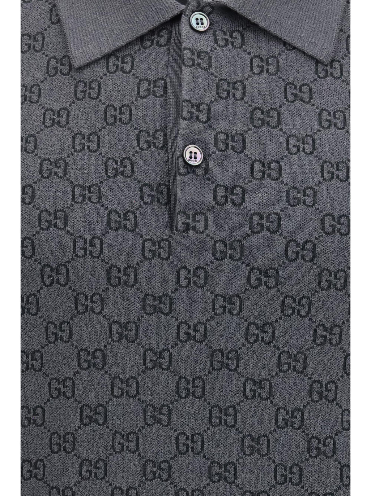 Gucci Men Gg Jacquard Wool And Silk Polo Shirt