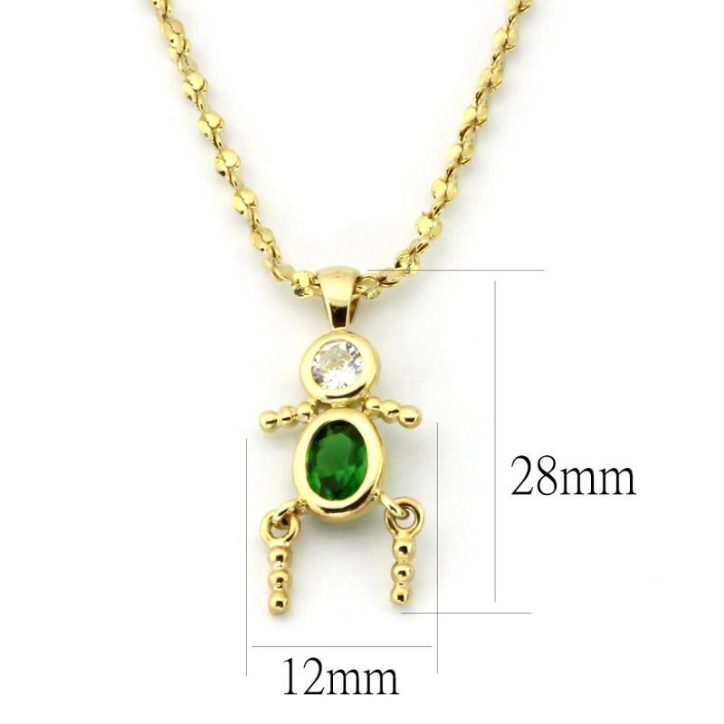 Gold Brass Chain Pendant with AAA Grade CZ in Emerald