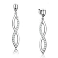 Rhodium Brass Earrings with AAA Grade CZ in Clear