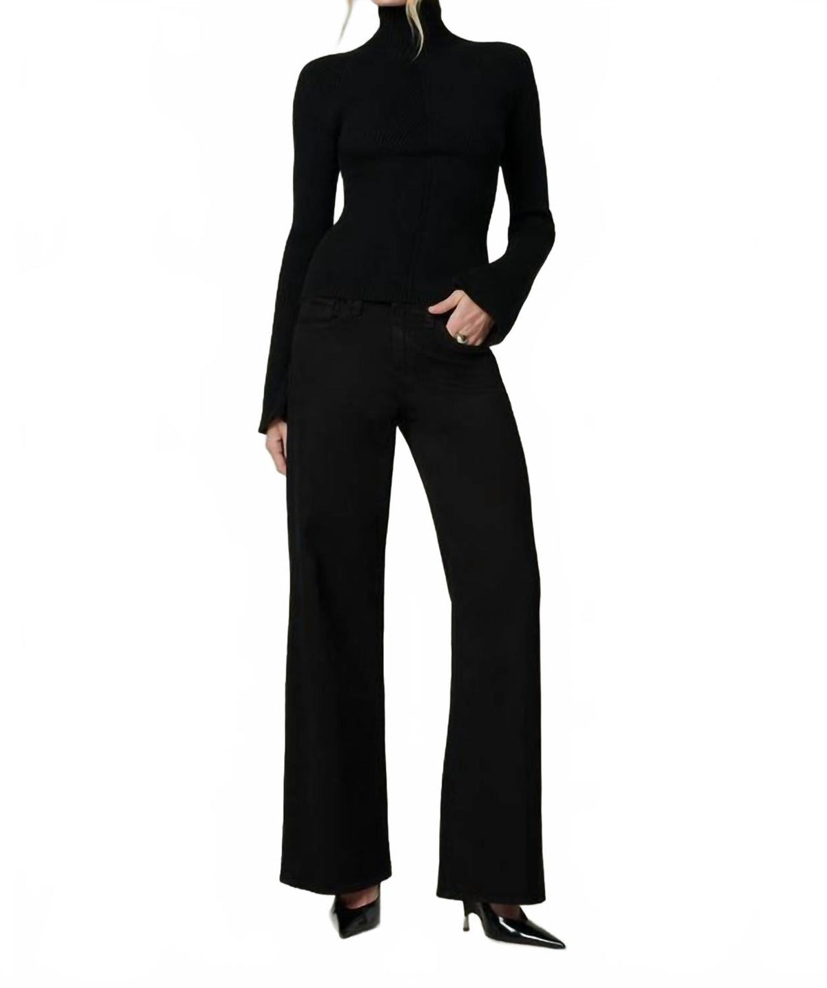 Palmer Turtleneck Top In Black