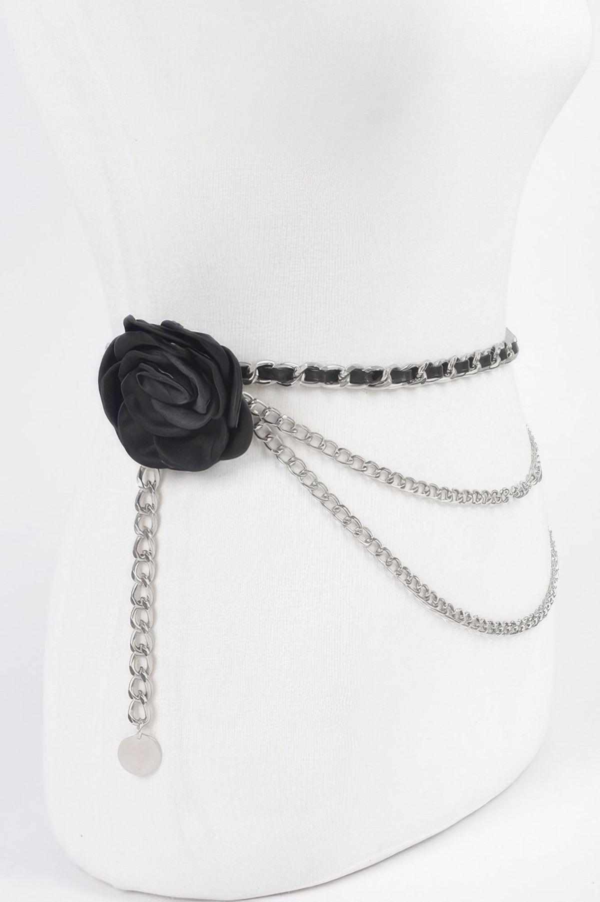 Flower Metal Double Layered Chain Belt