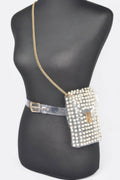 Rhinestone Clear Plus Size Belt Bag W/chain