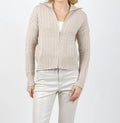 Bobble Zip Cardigan In Dune