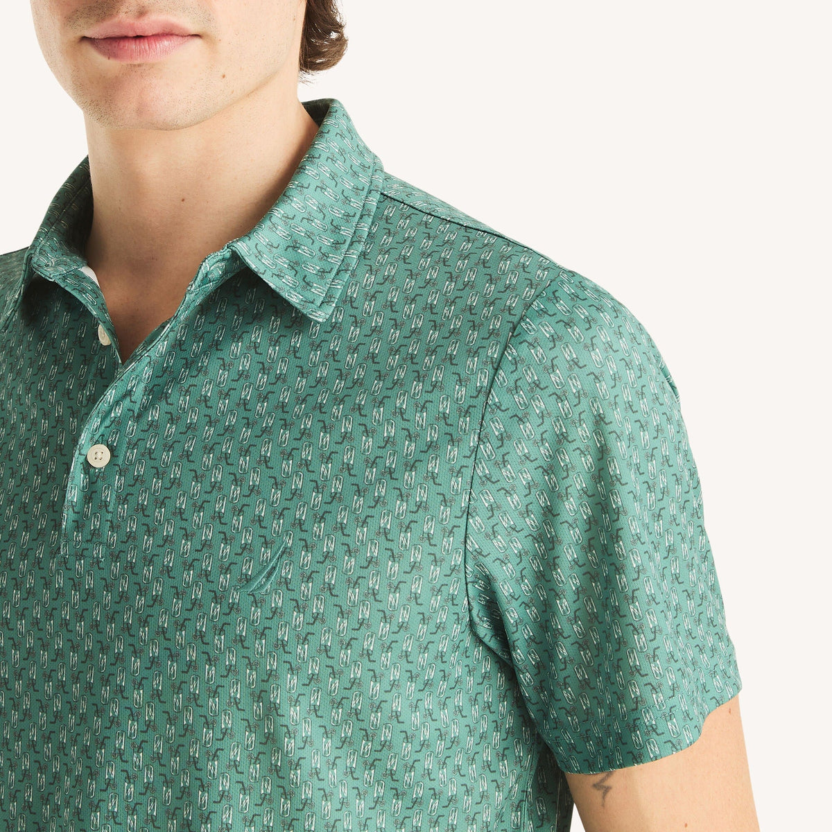 Nautica Mens Navtech Printed Performance Polo