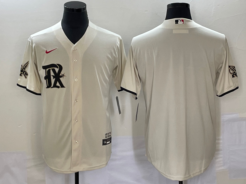 Men's Texas Rangers Cream 2023 City Connect Replica Blank Jersey1