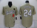 Men's Los Angeles Dodgers Kobe Bryant #8-24 Gold Replica Baseball jersey