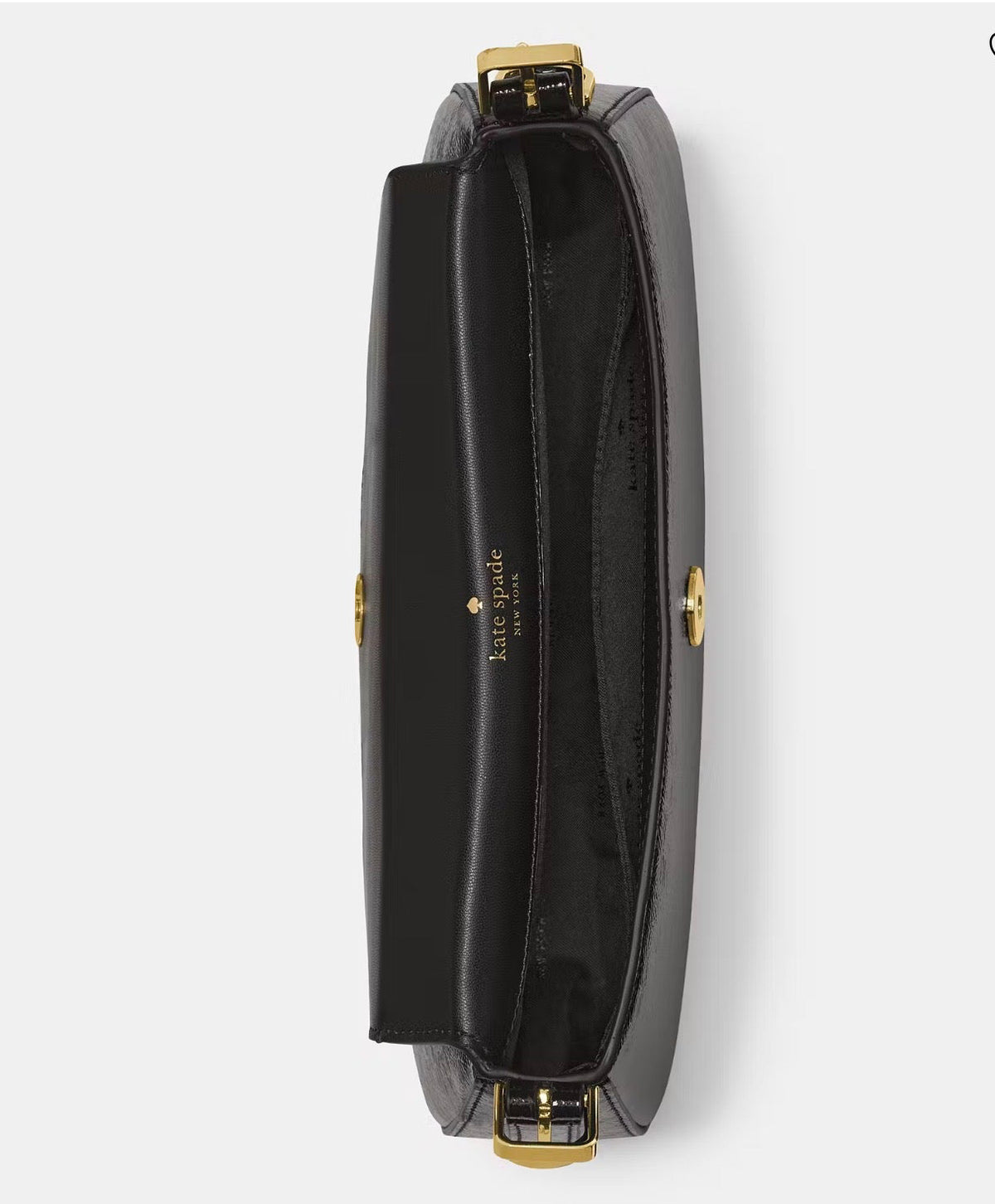 NWT Kate Spade Bridget Crinkle Patent Small Flap Shoulder Bag Black