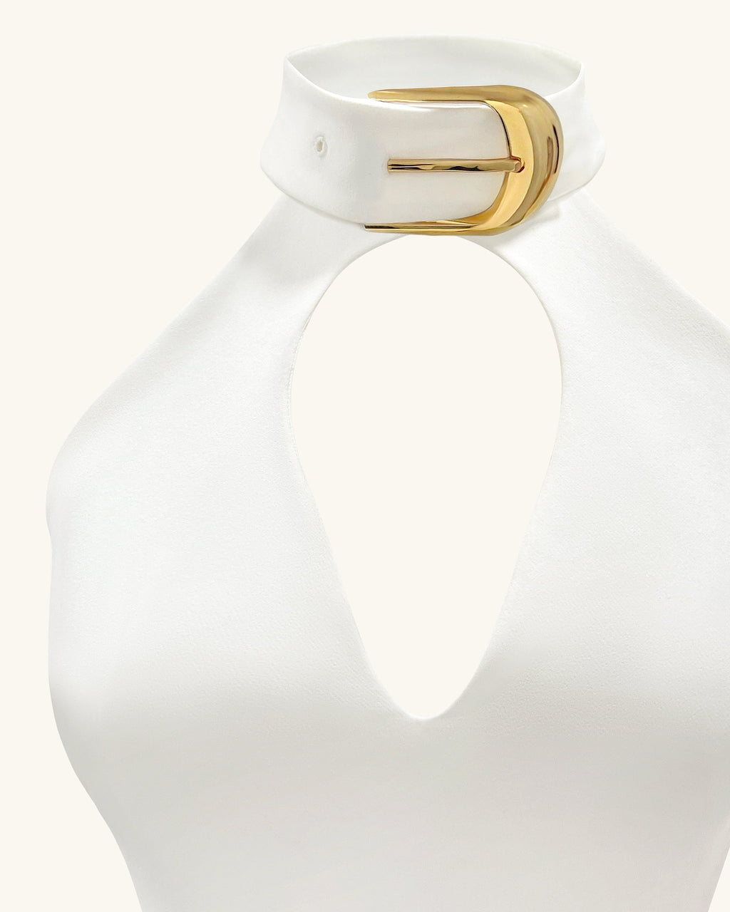 Gabriella Belted Cutout Halter Mini Dress - Ivory