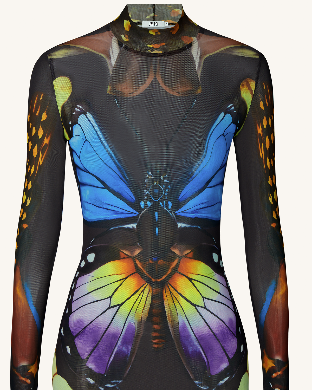 Butterfly Mesh Maxi Dress - Multicolor
