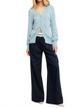 Deep V Split Hem Knit Cardigan In Sea