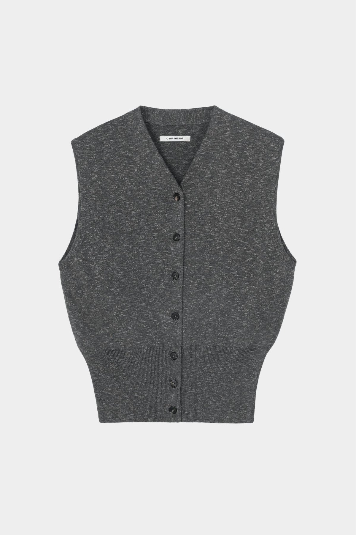 Flecked Cotton Waistcoat In Grey