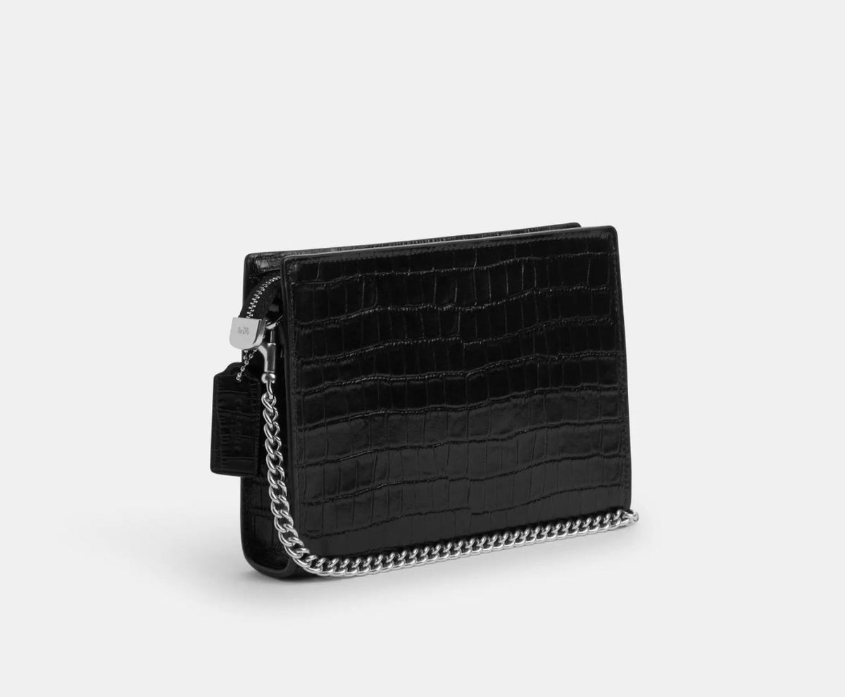 NWT Coach Slim Crossbody In Croc-Embossed Leather- Black