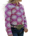 Girls Cruel Rhinestone Snap Western Shirt In Pink