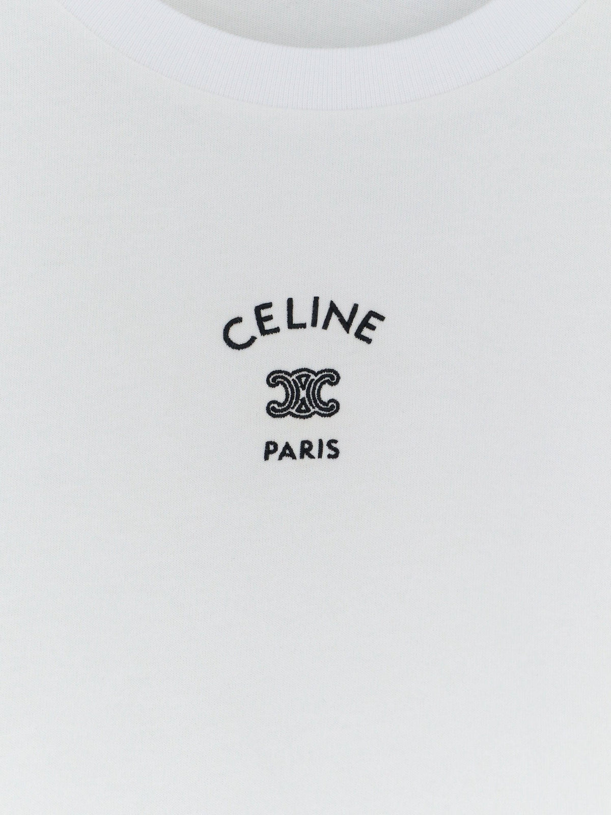 Celine Women Cotton Blend T-Shirt With Front Logo Print