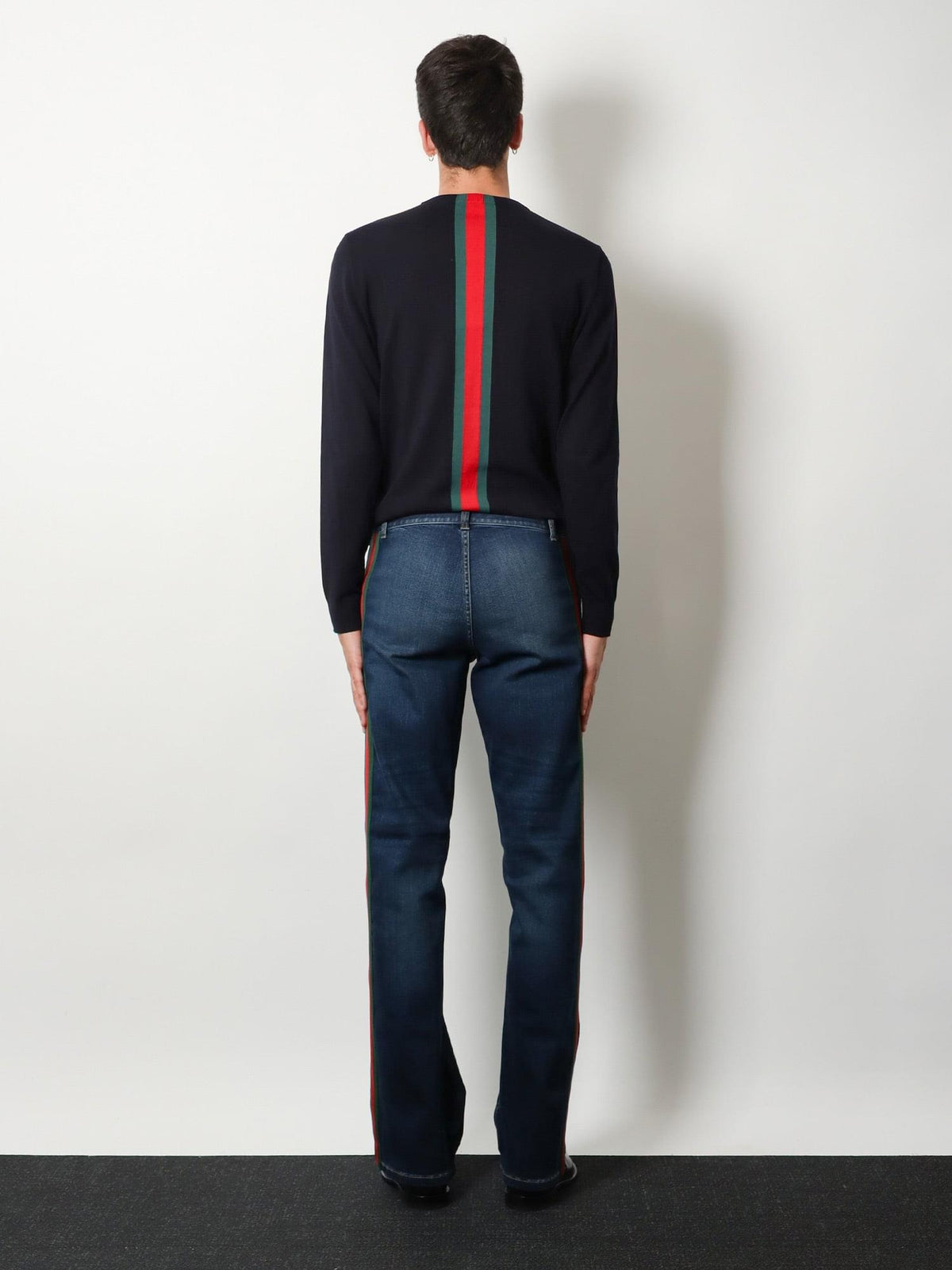 Gucci Men Blue Denim Jeans With Nastro Web Profiles