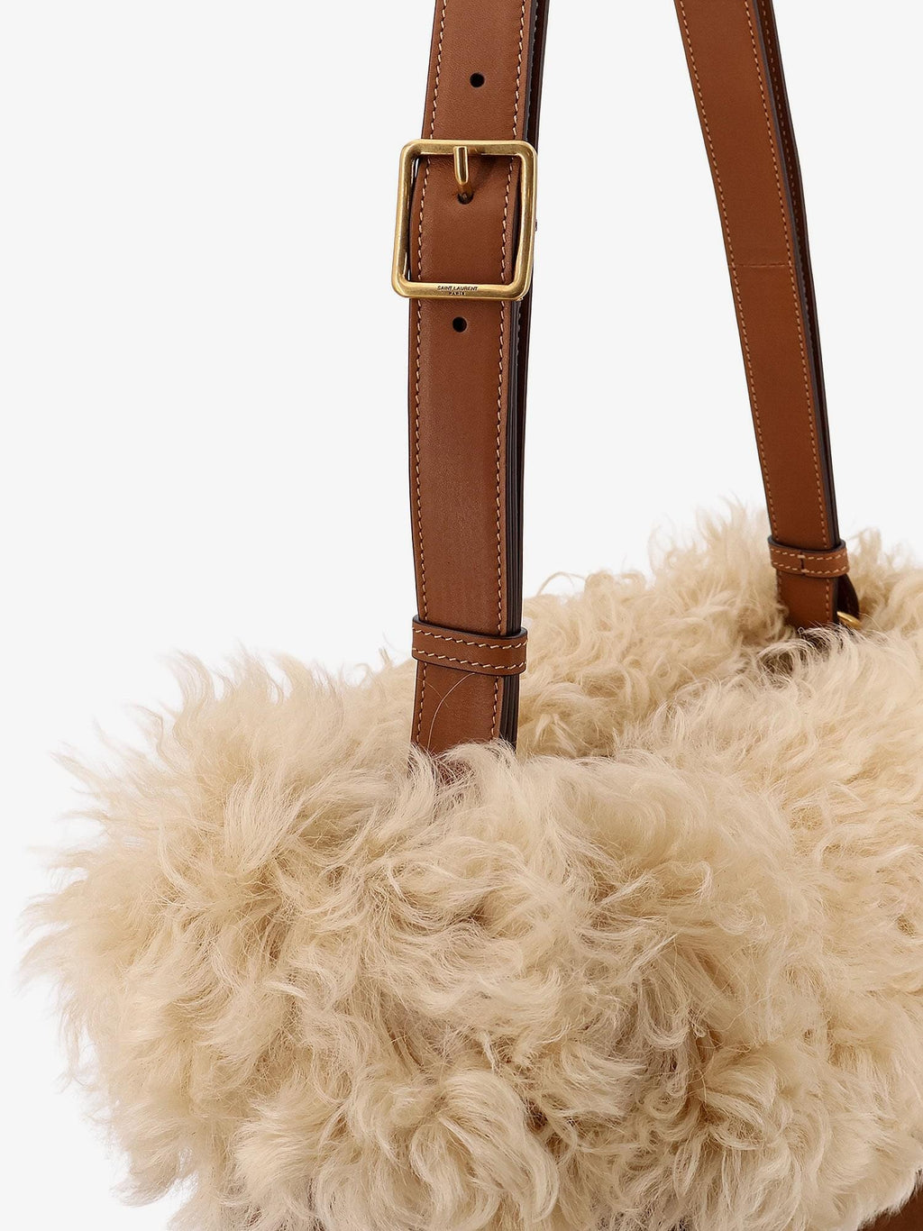 Saint Laurent Women Suede Shoulder Bag With Shearling Profile