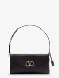Valentino Garavani Women Devain Leather Shoulder Bag With Metal Vlogo Signature