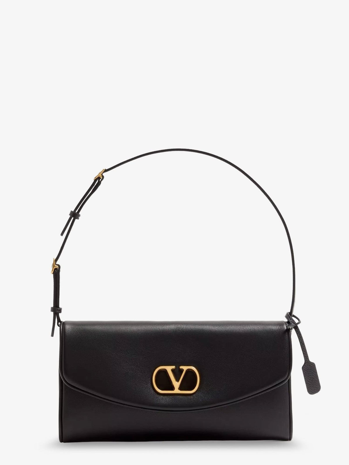 Valentino Garavani Women Devain Leather Shoulder Bag With Metal Vlogo Signature