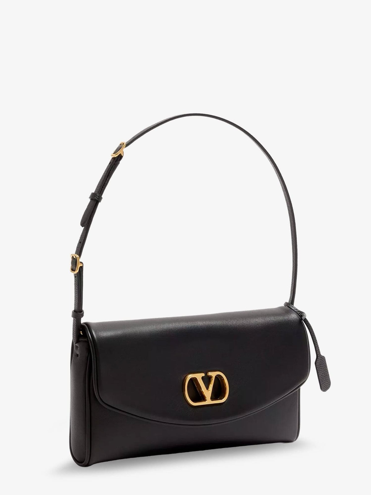 Valentino Garavani Women Devain Leather Shoulder Bag With Metal Vlogo Signature
