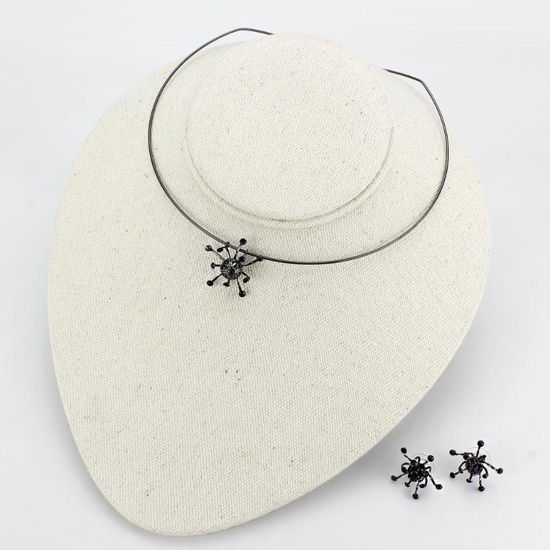 Ruthenium White Metal Jewelry Sets with Top Grade Crystal in Jet